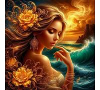 Puzzle de 300 Pièces pour Adultes Femme Fleur de l'Océan, Divertissement Créatif, Fun, Puzzle Adulte 300 pièces, DIY Puzzles Stimulant Parfait pour Les soirées de Jeu, Taille Finie:35x35cm