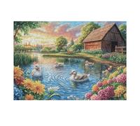Puzzle De 300 Pièces pour Adultes Lac des cygnes de Campagne 300 PCS 40x28cm Impression Vive Non Décolorable Art Mural Encadrable Idéal pour Salon Chambre À Coucher