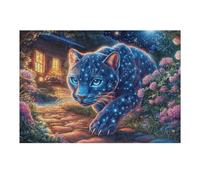 Puzzle De 300 Pièces pour Adultes Léopard Bleu Galaxie Ciel Étoilé 40x28cm Découpe De Précision Ajustement Parfait sans Bavures Parfait pour Liens Parents-Enfants Jeu Interactif