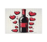 Puzzle de 300 pièces pour adultes - Motif de vin rouge - Pour la Saint-Valentin et le divertissement à la maison