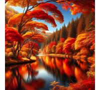 Puzzle de 300 pièces pour Adultes,Paysages d'automne au Bord de la rivière DIY Puzzles Divertissement Créatif,Puzzle Classiques,Cadeaux pour Art Mural(35 x 35 cm)