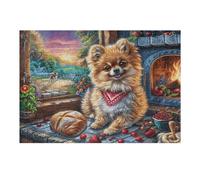 Puzzle De 300 Pièces pour Adultes Poméranien Noël Pâtisserie 40x28cm Cadeau Anniversaire De Mariage pour Couples Activité De Liens Amusante Décoration Murale