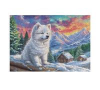 Puzzle De 300 Pièces pour Adultes Renard Blanc Neige 300 PCS 40x28cm Art Mural Encadrable pour Chambre Salon Bureau Décoration Unique Idéale pour Amateurs d'art