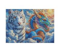 Puzzle De 300 Pièces pour Adultes Tigre Contre Dragon 300 PCS 40x28cm Puzzle Professionnel pour Amateurs Qualité Premium Ajustement Parfait sans Bavurescadeau