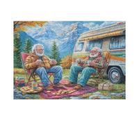 Puzzle De 300 Pièces pour Adultes Vieil Homme Camping Paysage 40x28cm Activité Intérieure Vacances d'hiver Parfait pour Jours Froids Temps en Famille Loisir Amusant