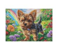 Puzzle De 300 Pièces pour Adultes Yorkshire Terrier Automne Jardin 40x28cm Adapté Aux Débutants Assemblage Fluide Parfait pour Détente Quotidienne Exercice Cérébral