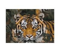 Puzzle de 300 pièces - Puzzle tigre camouflage personnalisé en bois pour adultes - Puzzle photo artistique à suspendre au mur pour anniversaire, mariage, Saint-Valentin, anniversaire de mariage