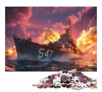 Puzzle de 300 pièces représentant Le Navire de Guerre Firestorm 547 en Action - Puzzle en Bois pour Adultes pour des soirées Jeux en Famille - 300 pièces (40 x 28 cm)
