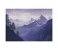 Puzzle de 300 pièces - Silhouette de montagnes - Puzzle personnalisé en bois pour adultes - Puzzle photo - Décoration murale pour anniversaire, mariage, Saint-Valentin, anniversaire de mariage