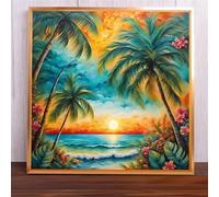Puzzle de 35 Pièces pour Adultes, Île Arbres Coucher de Soleil Puzzle pour Adultes 35 pièces, Puzzles de Qualité Supérieure Coloré, Le Cadeau Parfait pour La Famille Et Les Amis