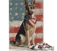Puzzle de 500 pièces « American Pride Dog Art Print Puzzle » (52 x 38 cm) en Bois, idéal pour Adultes et Cadeaux. Jeu éducatif et Familial.