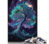 Puzzle de 500 pièces Arbre de Vie Cosmique en Bois - Jeu Éducatif et Défi - Idée Cadeau de Noël - 500 pièces (52 x 38 cm)