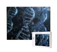 Puzzle de 500 pièces avec boîte de rangement, chaîne ADN, photo imprimée, puzzle en bois 52 x 38 cm pour adultes et enfants, jeu décoratif amusant en famille