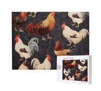 Puzzle de 500 pièces avec boîte de rangement, coqs français en bois imprimé 52 x 38 cm pour adultes et enfants, jeu décoratif amusant en famille