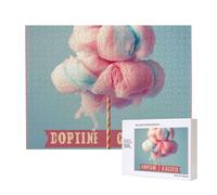 Puzzle de 500 pièces avec boîte de rangement, puzzle en bois imprimé barbe à papa 52 x 38 cm pour adultes et enfants, jeu décoratif amusant en famille