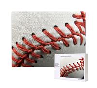 Puzzle de 500 pièces avec boîte de rangement, puzzle en bois imprimé dentelle de baseball gros plan 52 x 38 cm pour adultes et enfants, jeu décoratif amusant en famille