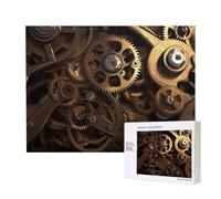 Puzzle de 500 pièces avec boîte de rangement, puzzle en bois imprimé engrenages steampunk cool 52 x 38 cm pour adultes et enfants, jeu décoratif amusant en famille