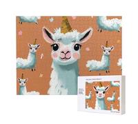 Puzzle de 500 pièces avec boîte de rangement - Puzzle en bois imprimé lama mignon - 52 x 38 cm - Pour adultes et enfants - Jeu décoratif amusant en famille