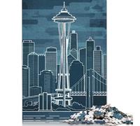 Puzzle de 500 pièces avec horizon de Seattle - Puzzle défi impossible pour adultes de 18 ans et plus - 500 pièces (52 x 38 cm)
