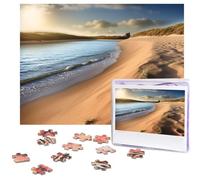 Puzzle de 500 pièces - Casse-tête de plage sur la côte de la plage - Puzzle photo personnalisé pour adultes - Puzzle classique en bois pour famille, mariage, anniversaire, Saint-Valentin