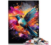 Puzzle de 500 pièces，Colibri Peinture Couleur，pour Adultes et Enfants âgés de 12 Ans et Plus Puzzles en Bois，Stimulant，Taille ：38x52 cm