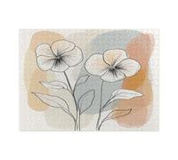 Puzzle de 500 pièces de fleur de pensée printanière pour adultes, puzzles imprimés en bois rétro du milieu du siècle, décorations amusantes pour fête