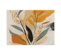 Puzzle de 500 pièces en bois de fleurs de verge d'or printanière pour adultes, motif floral rétro du milieu du siècle, motif amusant et amusant pour la maison