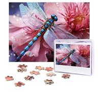 Puzzle de 500 pièces en bois personnalisé pour adultes - Motif fleurs et libellules bleues à partir de photos - Puzzle pour famille, mariage, Noël, anniversaire