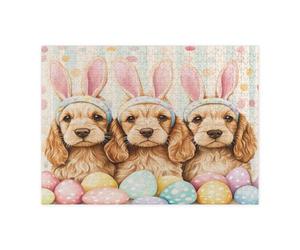 Puzzle de 500 pièces en bois pour adultes Cocker américain de Pâques - Puzzle amusant en bois pour adultes - Décoration amusante pour divertissement créatif