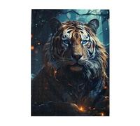 Puzzle de 500 pièces en bois pour adultes - Puzzle stimulant personnalisé avec image de tigre pour soirées de jeu en famille - Dimensions finies : 51,8 x 38,1 cm