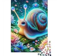 Puzzle de 500 pièces en Bois représentant Un Escargot, idéal pour Les Adultes de 18 Ans et Plus. Jeu Familial Anti-Stress. Dimensions : 52 x 38 cm.