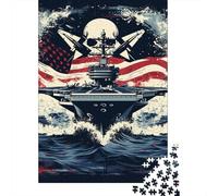 Puzzle de 500 pièces en Bois représentant Un Porte-Avions - Jeu éducatif et Stimulant - Idée Cadeau de Noël - 500 pièces (52 x 38 cm)