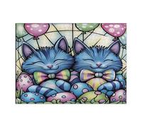 Puzzle de 500 pièces en forme de chat bleu russe pour adultes, œufs en vitrail, chaton, décorations amusantes pour divertissement à domicile
