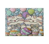 Puzzle de 500 pièces en forme de chat persan pour adultes, œufs en vitrail, chaton, décorations amusantes pour divertissement à domicile