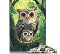 Puzzle de 500 pièces « Famille de hiboux dans la forêt » en Bois pour Adultes (18 Ans et Plus). Casse-tête Stimulant de 500 pièces (52 x 38 cm).