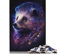 Puzzle de 500 pièces - Hérisson et Galaxie - Jeu en Bois pour Adultes pour Noël et Anniversaire - 500 pièces (52 x 38 cm)