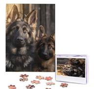 Puzzle de 500 pièces - Image en bois personnalisée à partir de photos - Puzzle personnalisé à partir d'images de berger allemand - Casse-tête pour adultes - Cadeaux d'anniversaire, de Noël, de