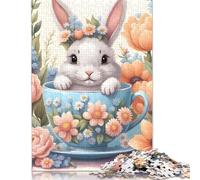 Puzzle de 500 pièces - Lapin mignon dans une tasse - Puzzle défi impossible pour adultes de 18 ans et plus - 500 pièces (52 x 38 cm)