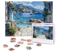 Puzzle de 500 pièces personnalisé avec vue sur la mer animée avec sac de rangement - Puzzle photo pour adultes de mariage (52 x 38 cm)