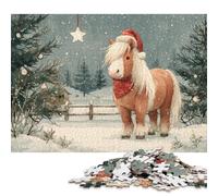 Puzzle de 500 pièces « Poney Festif dans la Neige » pour Adultes et Puzzles en Bois, Jeu éducatif Familial, 500 pièces (52 x 38 cm)