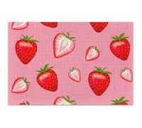 Puzzle de 500 pièces pour adulte, fraises rouges, rose, blanc, éléphant, cadeau amusant, scène d'automne peinture artistique, 52,8 x 37,9 cm