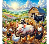 Puzzle de 500 pièces pour Adultes,Animaux de la Ferme DIY Puzzles Divertissement Créatif,Puzzle Classiques,Cadeaux pour Art Mural(45 x 45 cm)