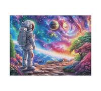 Puzzle De 500 Pièces pour Adultes Astronaute Espace Galaxie 52×38cm Cadeau De Retraite pour Personnes Âgées Idéal pour Santé Cérébrale Entraînement Mémoire