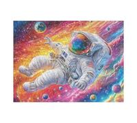 Puzzle De 500 Pièces pour Adultes Astronaute Espace Galaxie 52×38cm Carton Épais Résistant Impression HD Anti-Stress Idéal pour Loisir À La Maison Soirées Familiales