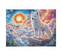 Puzzle De 500 Pièces pour Adultes Bordure Fleurie Renard Blanc 500 PCS 52×38cm Art Mural Encadrable pour Chambre Salon Bureau Décoration Unique Idéale pour Amateurs d'art