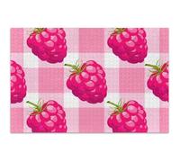 Puzzle de 500 pièces pour adultes - Cadeau technique de jeu - Dessin animé rose framboise vichy amusant - Puzzle familial animal - Art floral - 50,5 x 37,9 cm