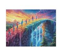 Puzzle De 500 Pièces pour Adultes Cascade forêt Arc-en-Ciel 500 PCS 52×38cm Cadeau De Noël Idéal pour Activités Intérieures Jours De Pluie W nds Temps en Famille