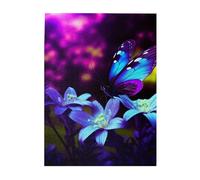 Puzzle de 500 pièces pour adultes - Casse-tête en bois personnalisé pour la famille - Casse-tête en bois personnalisé pour la famille - Casse-tête bleu violet et papillon - Taille finie : 51,8 x 38,1