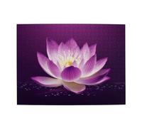 Puzzle de 500 pièces pour adultes - Casse-tête stimulant pour nuits de jeu, fleur de lotus - Puzzle en bois personnalisé pour photo de famille, taille finie : 51,8 x 38,1 cm
