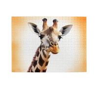 Puzzle de 500 pièces pour adultes - Casse-tête stimulant pour nuits de jeu - Puzzle en bois personnalisé avec girafe mignonne - Puzzle en bois personnalisé pour photo de famille - Taille finie : 51,8